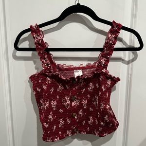 No Boundaries Red 2-Piece Smocked Top and Skirt Set Large